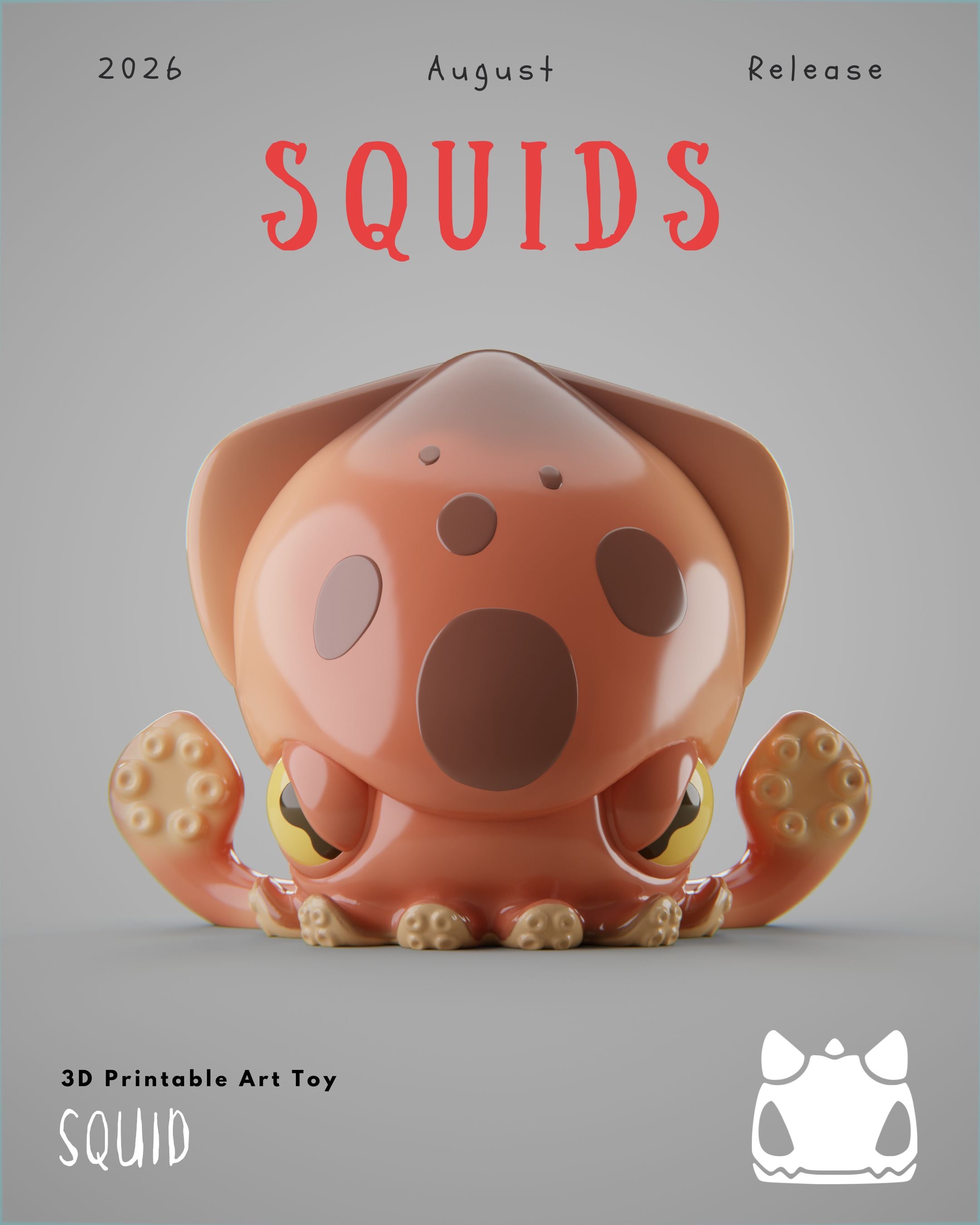 Squids Collection - 3D Printable Art Toys / Physical Prints (Original Designs)
