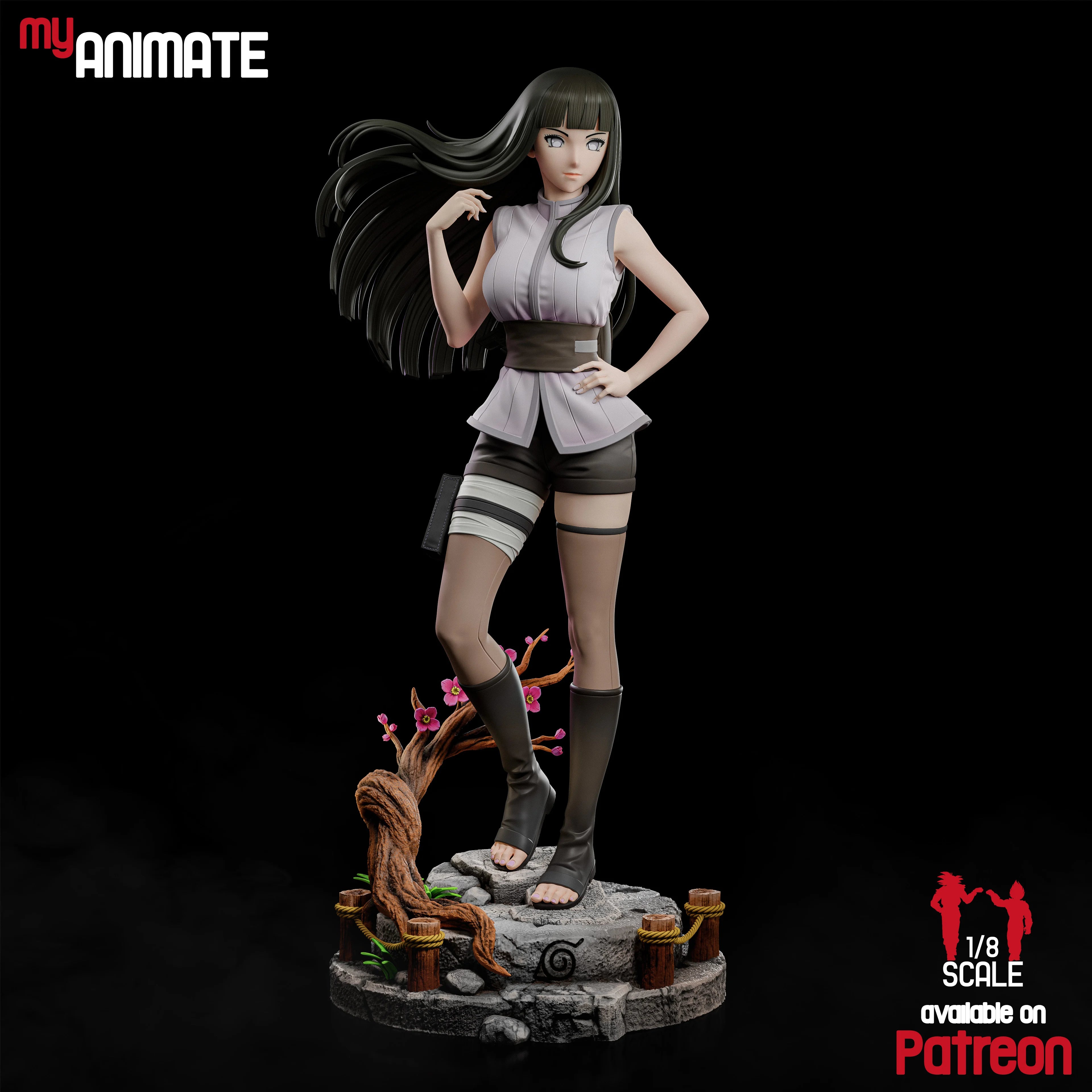 Hinata Hyuga 1/8 Scale Statue | Naruto Custom 3D Printed Resin Model Collectible