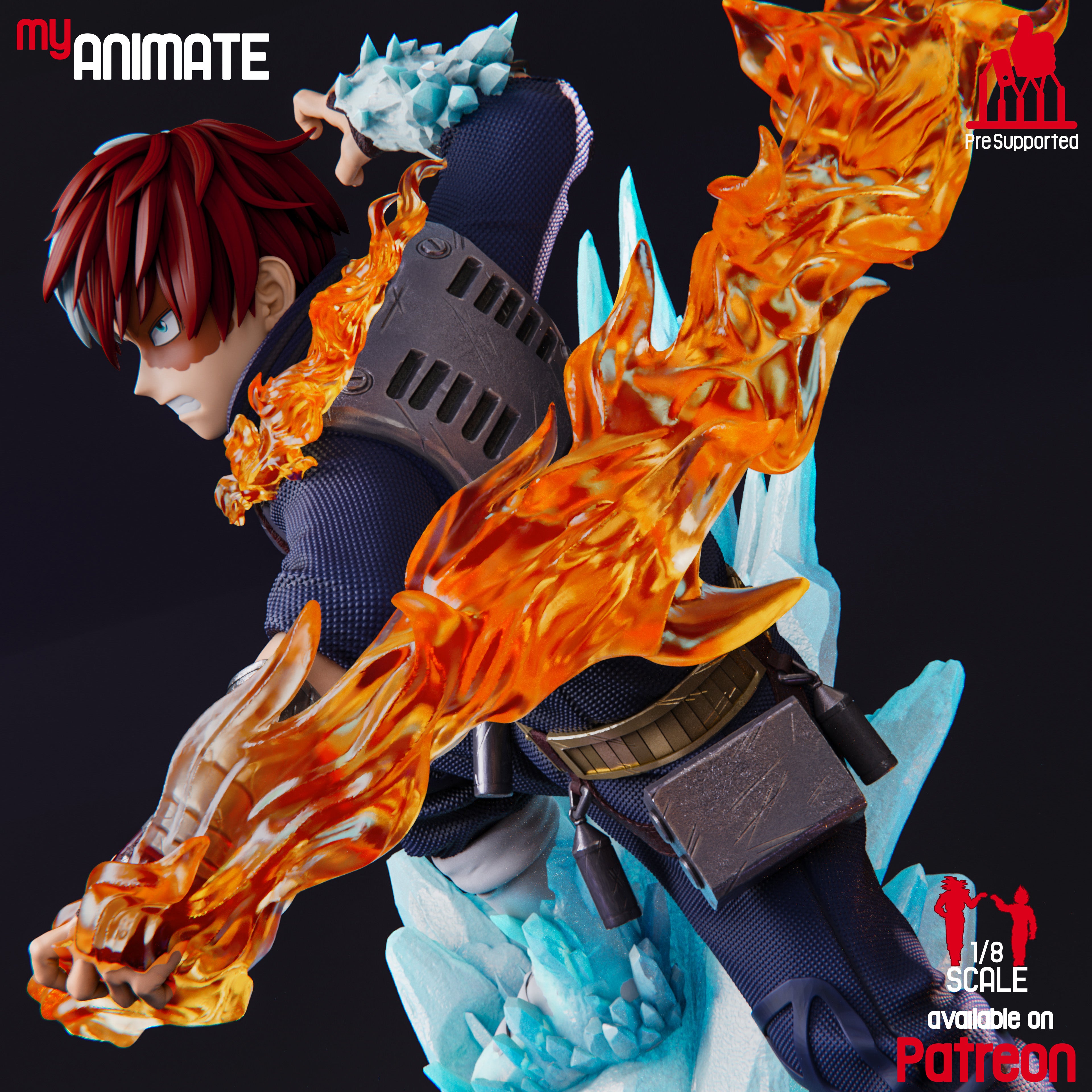 Shoto Todoroki 1/8 Scale Statue | My Hero Academia Custom 3D Printed Resin Model