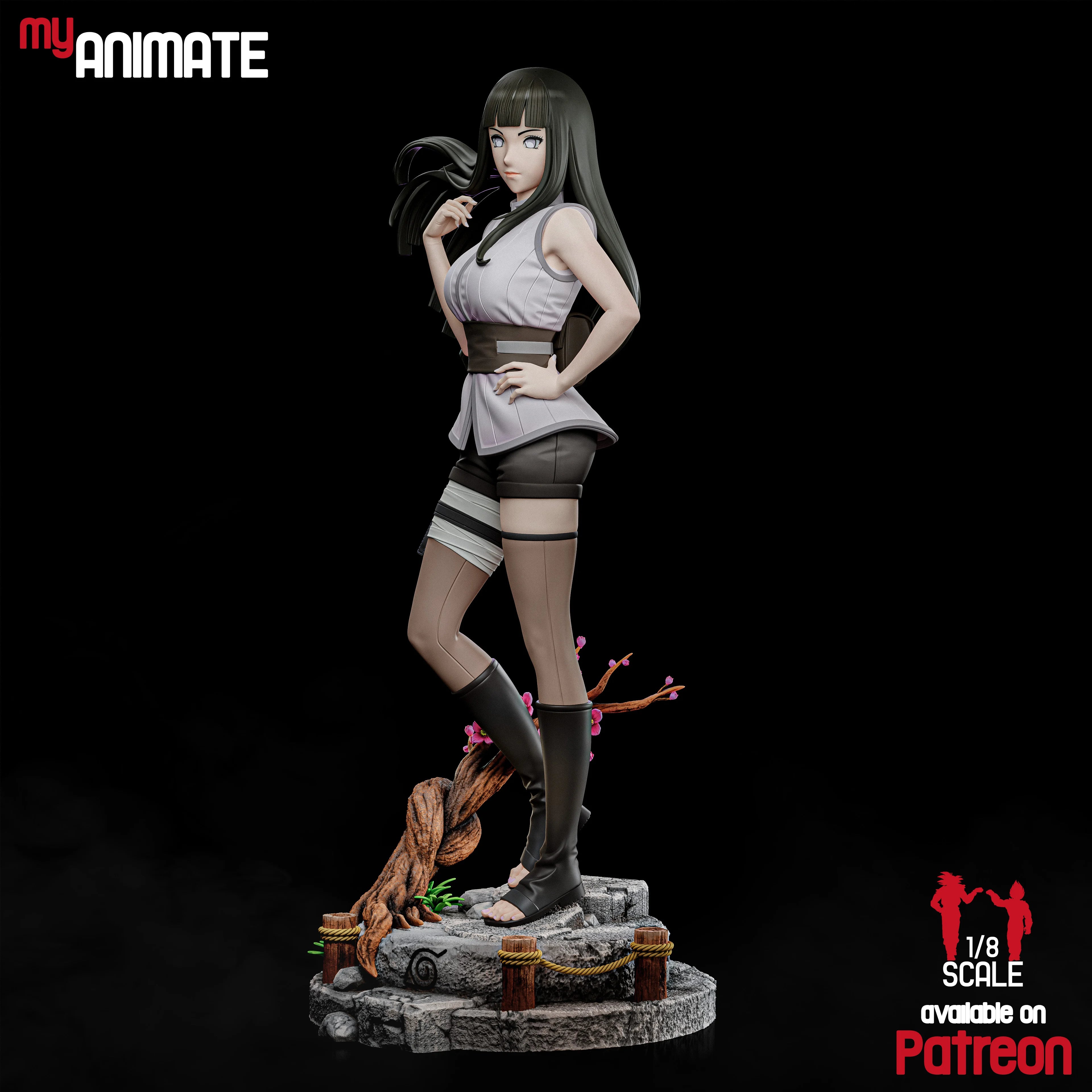 Hinata Hyuga 1/8 Scale Statue | Naruto Custom 3D Printed Resin Model Collectible