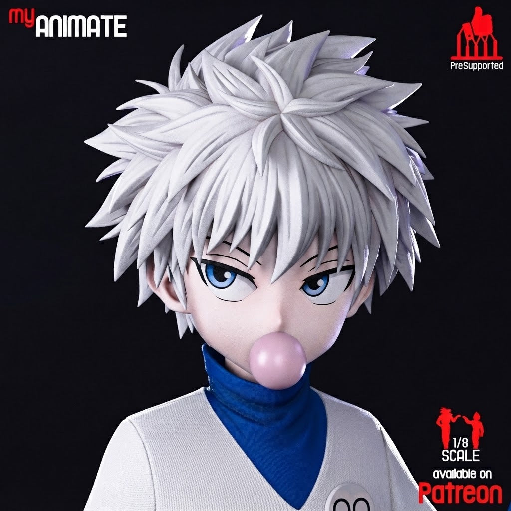 Killua Zoldyck 1/8 Scale Statue | Hunter x Hunter Custom 3D Printed Resin Model (Bubble Gum & Standard Options)