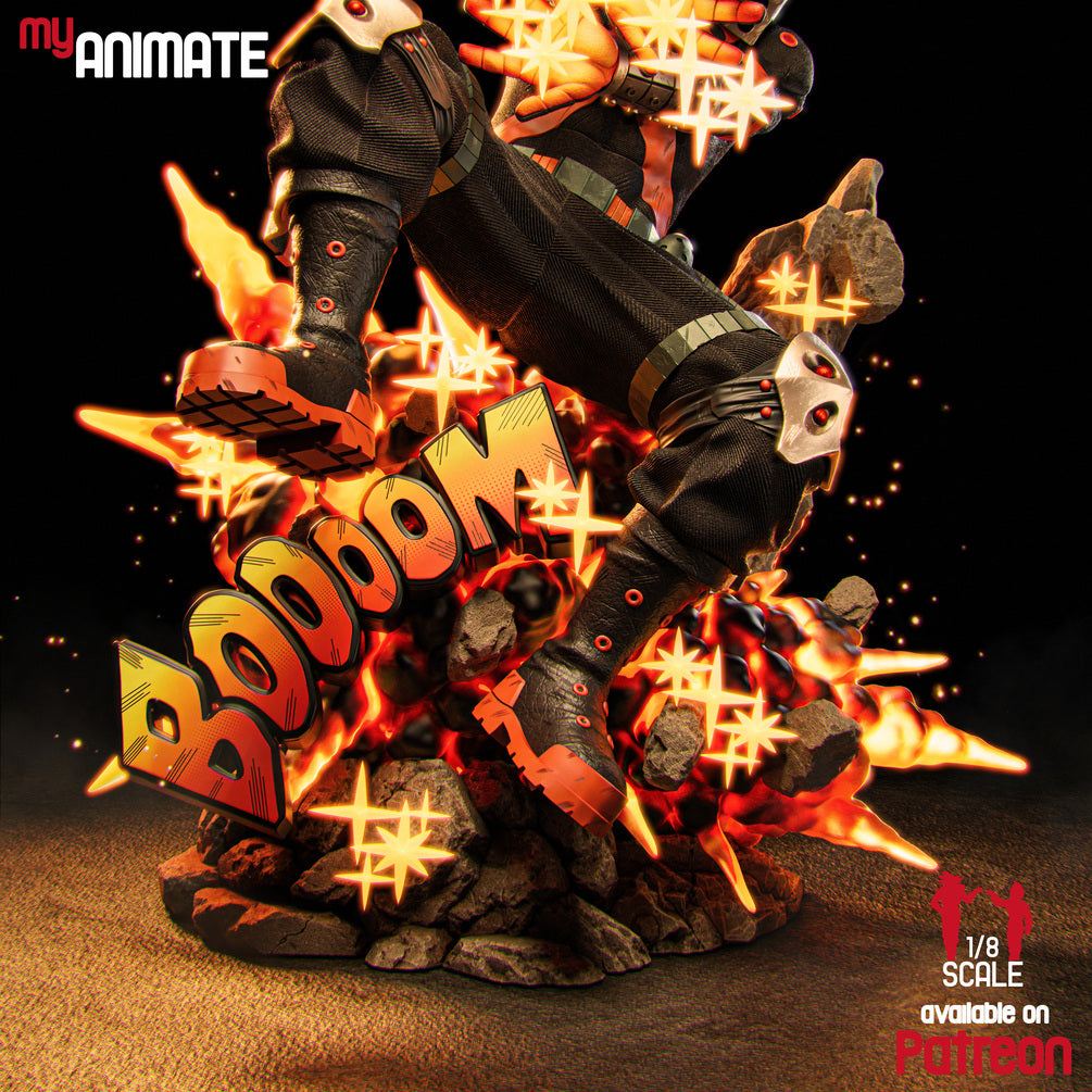 Katsuki Bakugo (My Hero Academia) Custom Resin Statue – 1/8 Scale Action Figure with Comic FX "BOOOM" Base
