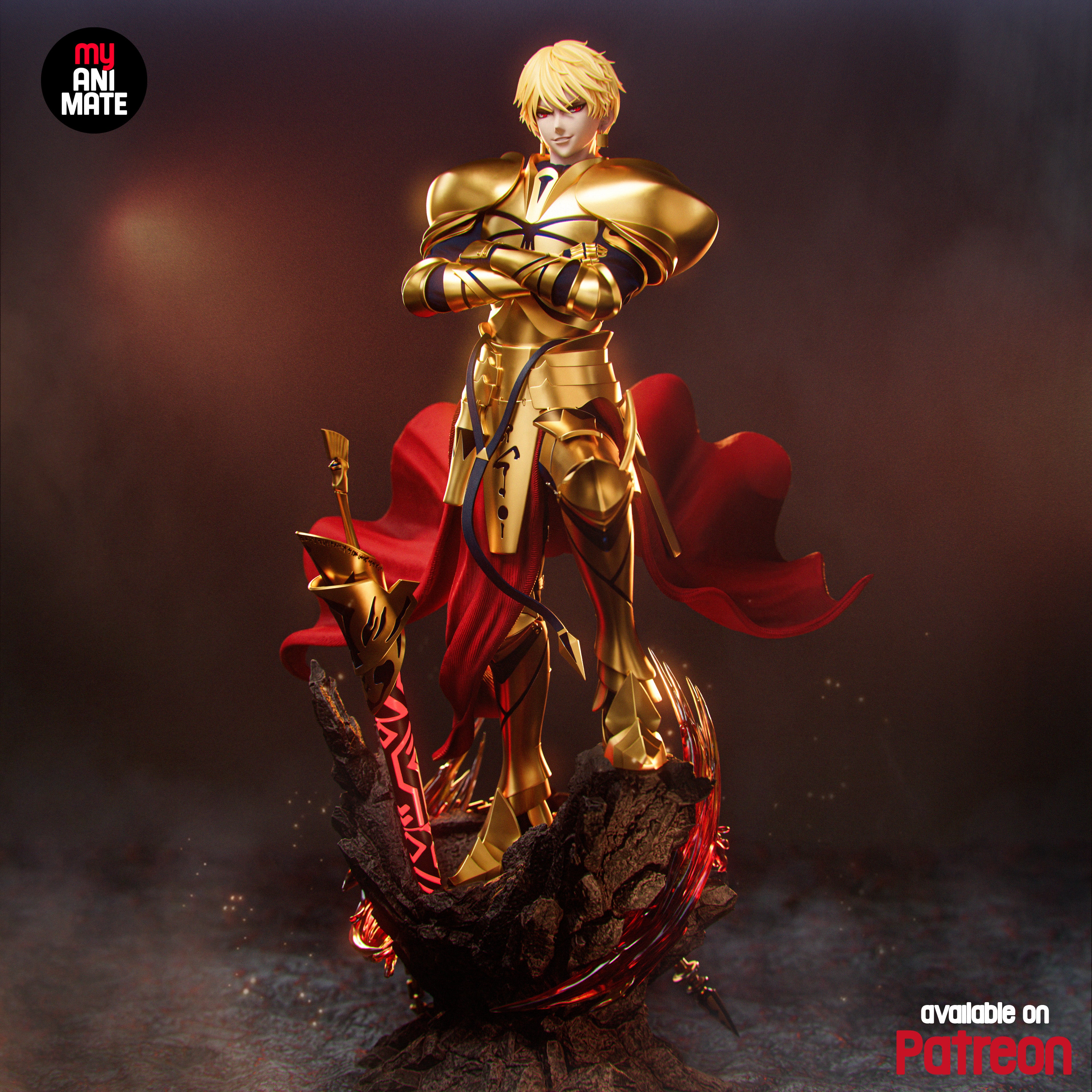 Gilgamesh 1/8 Scale Statue (Armored & Unarmored Variants) | Fate Series Custom 3D Printed Resin Model Collectible