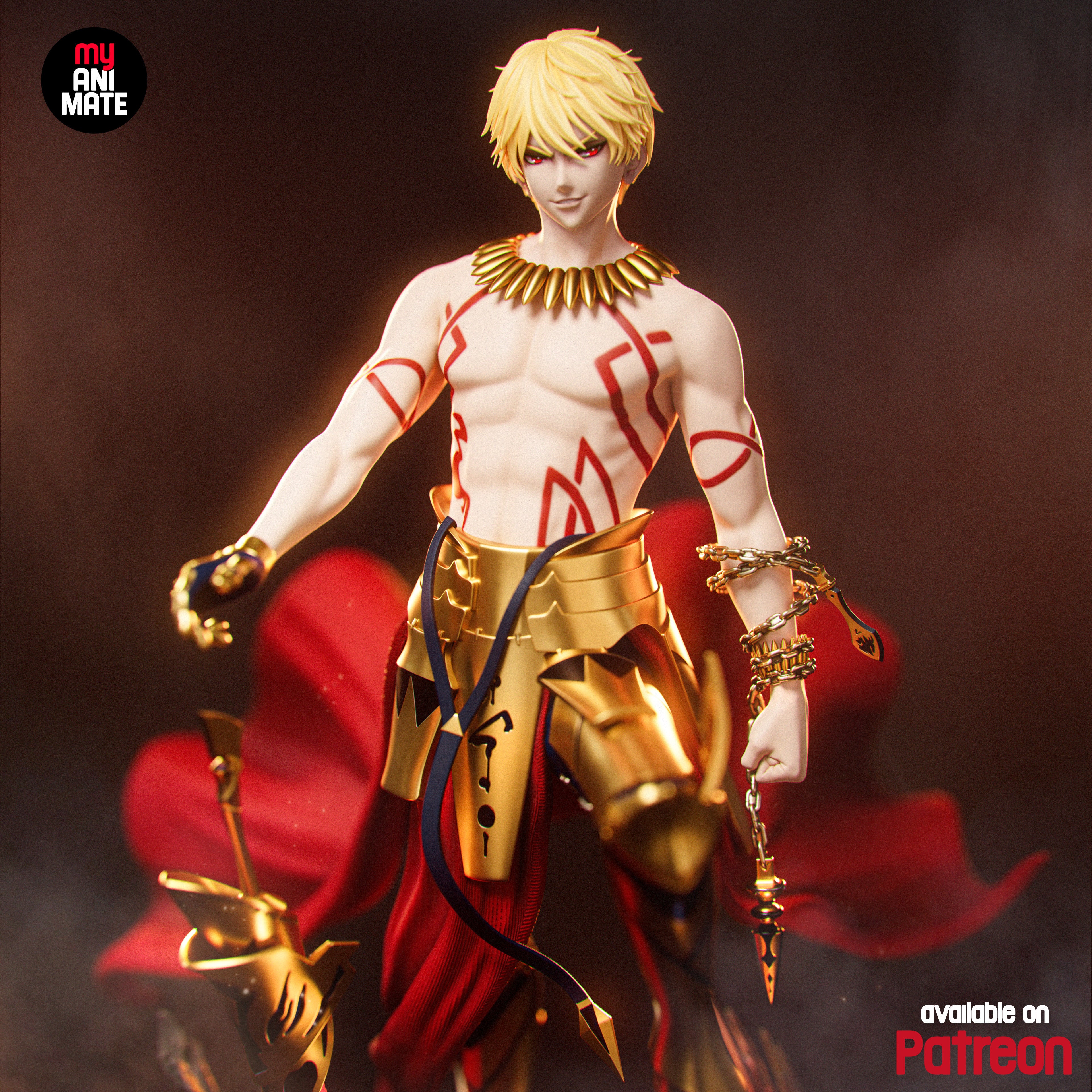 Gilgamesh 1/8 Scale Statue (Armored & Unarmored Variants) | Fate Series Custom 3D Printed Resin Model Collectible