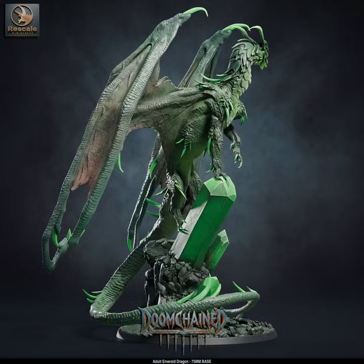 Adult Emerald Dragon-75mm base- Rescale Miniatures- Doomchained Collection- Tabletop RPG Monster & Display Statue