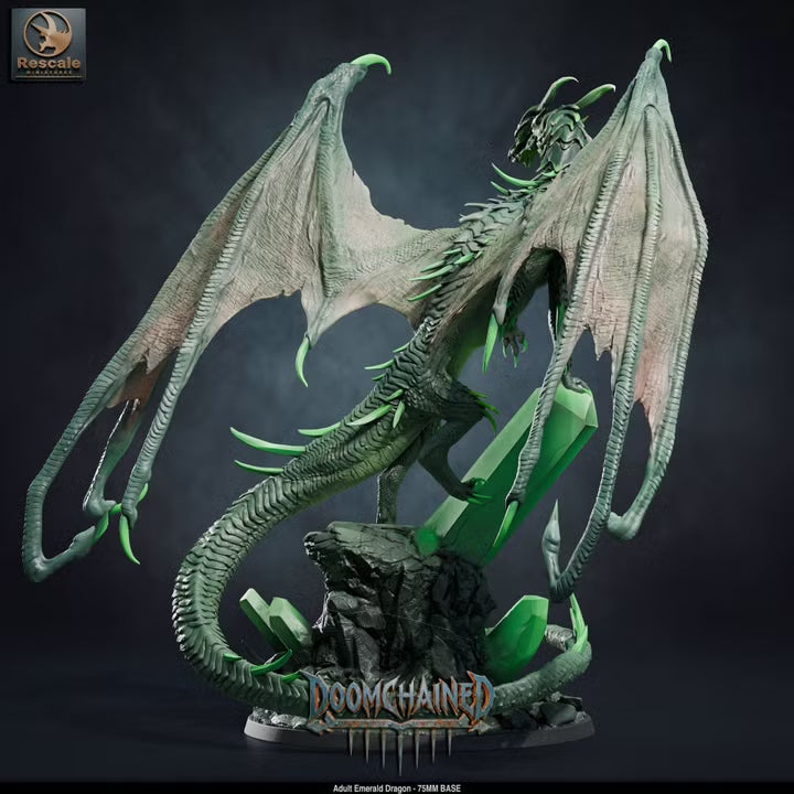 Adult Emerald Dragon-75mm base- Rescale Miniatures- Doomchained Collection- Tabletop RPG Monster & Display Statue