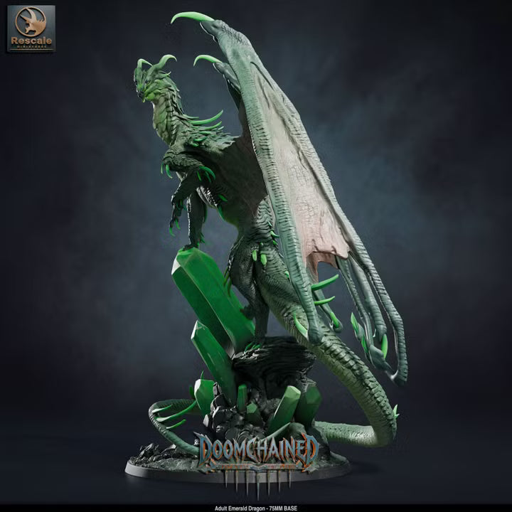 Adult Emerald Dragon-75mm base- Rescale Miniatures- Doomchained Collection- Tabletop RPG Monster & Display Statue