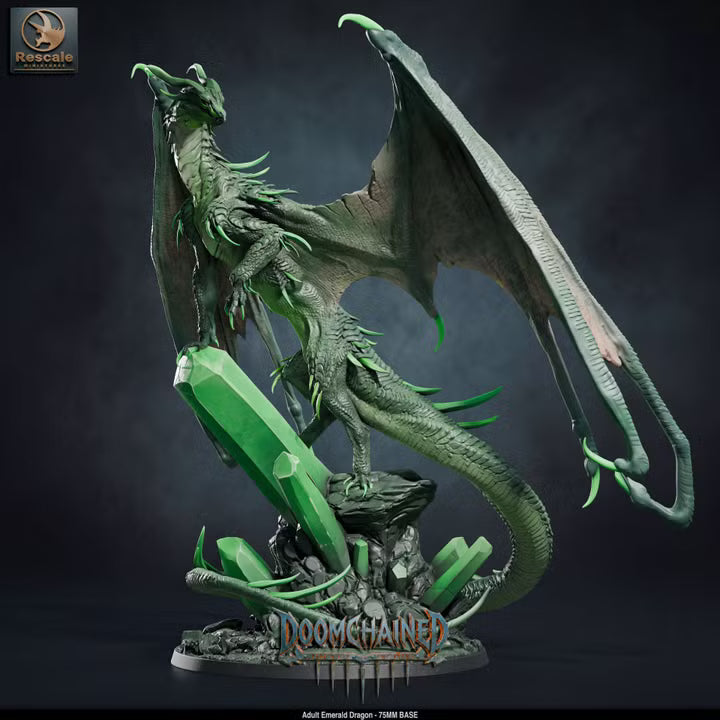 Adult Emerald Dragon-75mm base- Rescale Miniatures- Doomchained Collection- Tabletop RPG Monster & Display Statue
