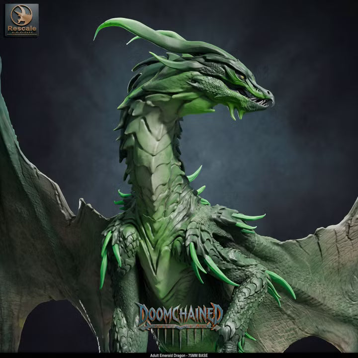 Adult Emerald Dragon-75mm base- Rescale Miniatures- Doomchained Collection- Tabletop RPG Monster & Display Statue