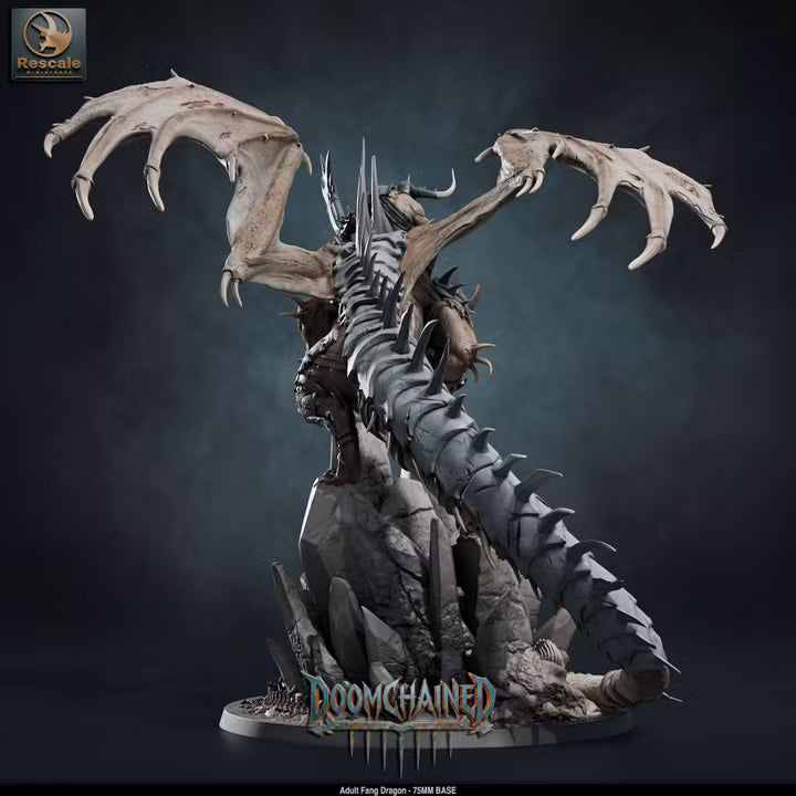 Adult Fang Dragon (Mounted & Unmounted)-75mm Base-Rescale Miniatures-Doomchained Collection-Tabletop RPG Monster & Display Statue