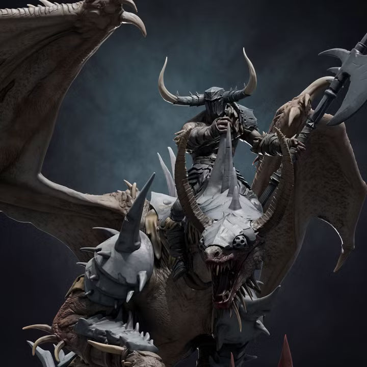 Adult Fang Dragon (Mounted & Unmounted)-75mm Base-Rescale Miniatures-Doomchained Collection-Tabletop RPG Monster & Display Statue