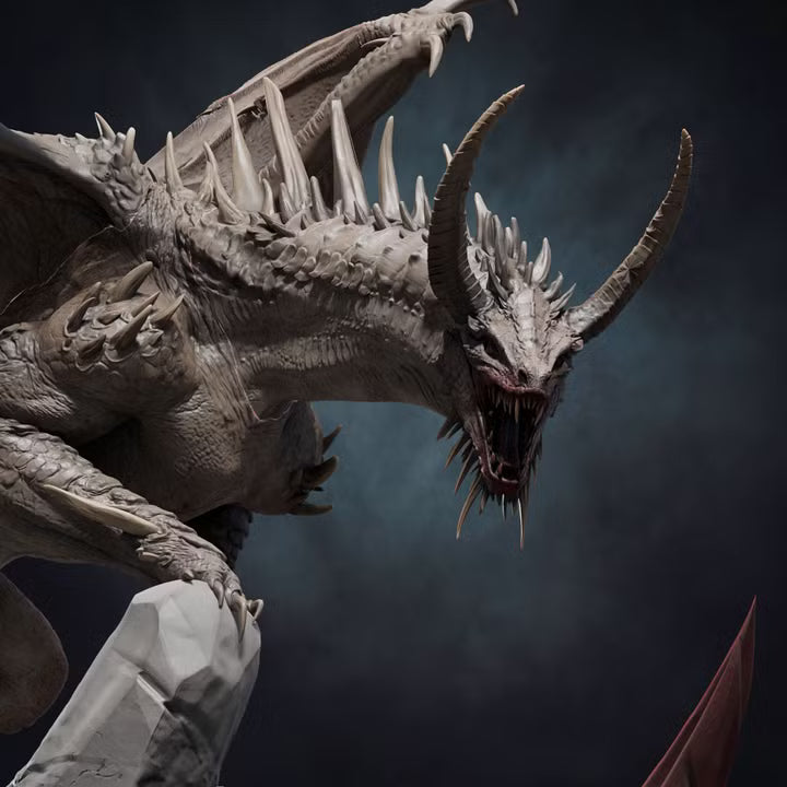 Adult Fang Dragon (Mounted & Unmounted)-75mm Base-Rescale Miniatures-Doomchained Collection-Tabletop RPG Monster & Display Statue