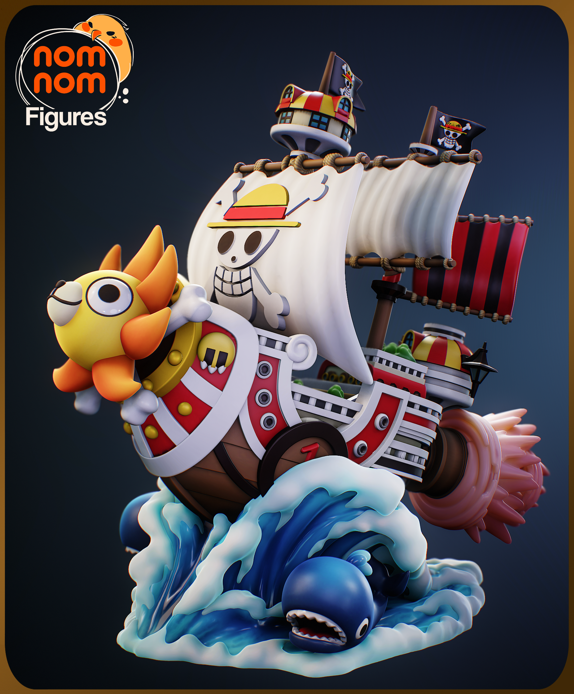 Thousand Sunny Chibi Ship Statue | 3D Printed Collectible (Raw, Primed, or Painted)