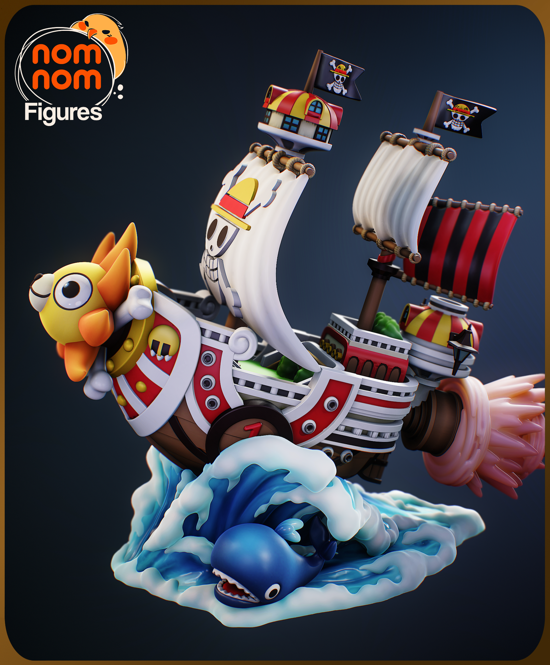 Thousand Sunny Chibi Ship Statue | 3D Printed Collectible (Raw, Primed, or Painted)