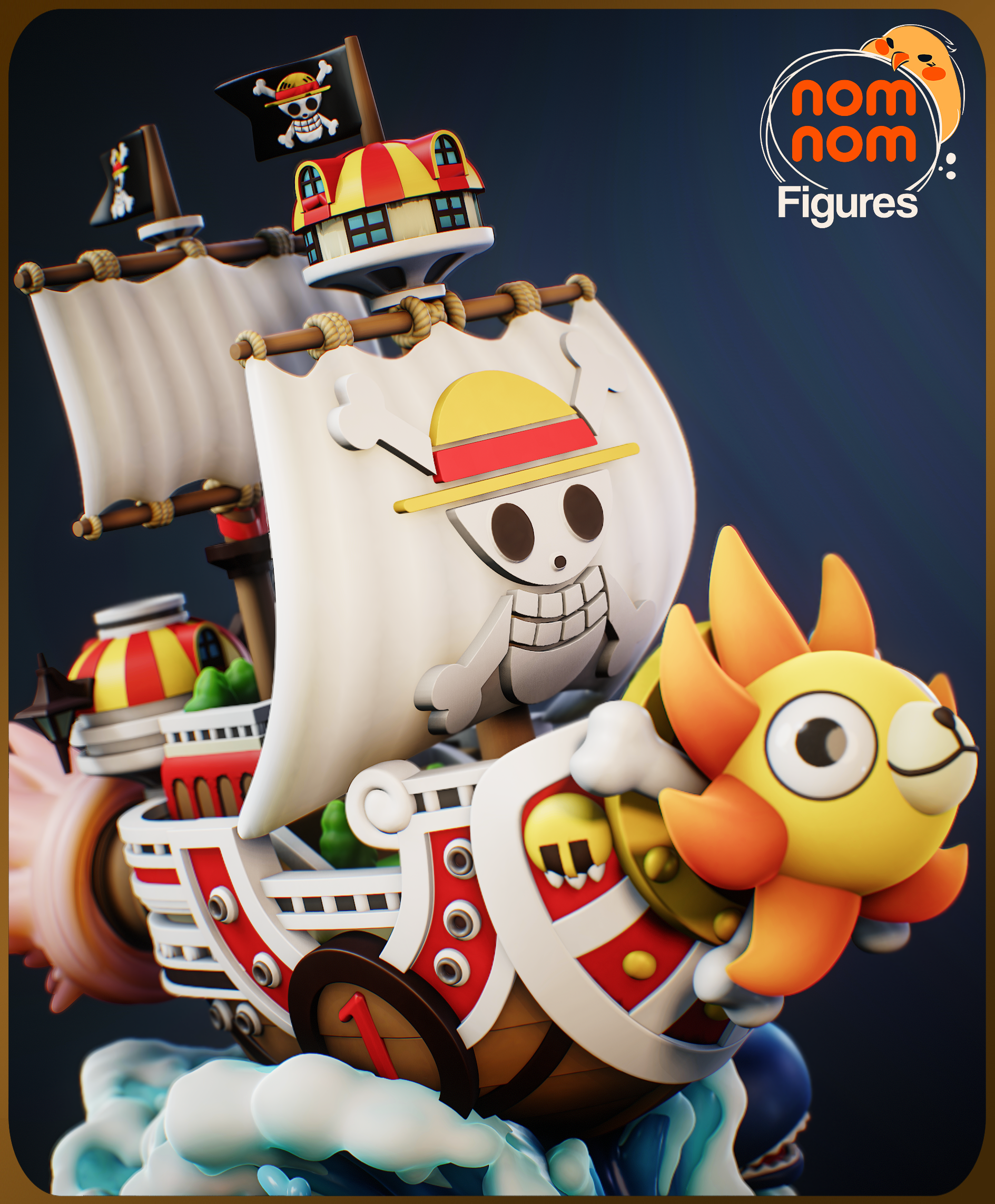 Thousand Sunny Chibi Ship Statue | 3D Printed Collectible (Raw, Primed, or Painted)