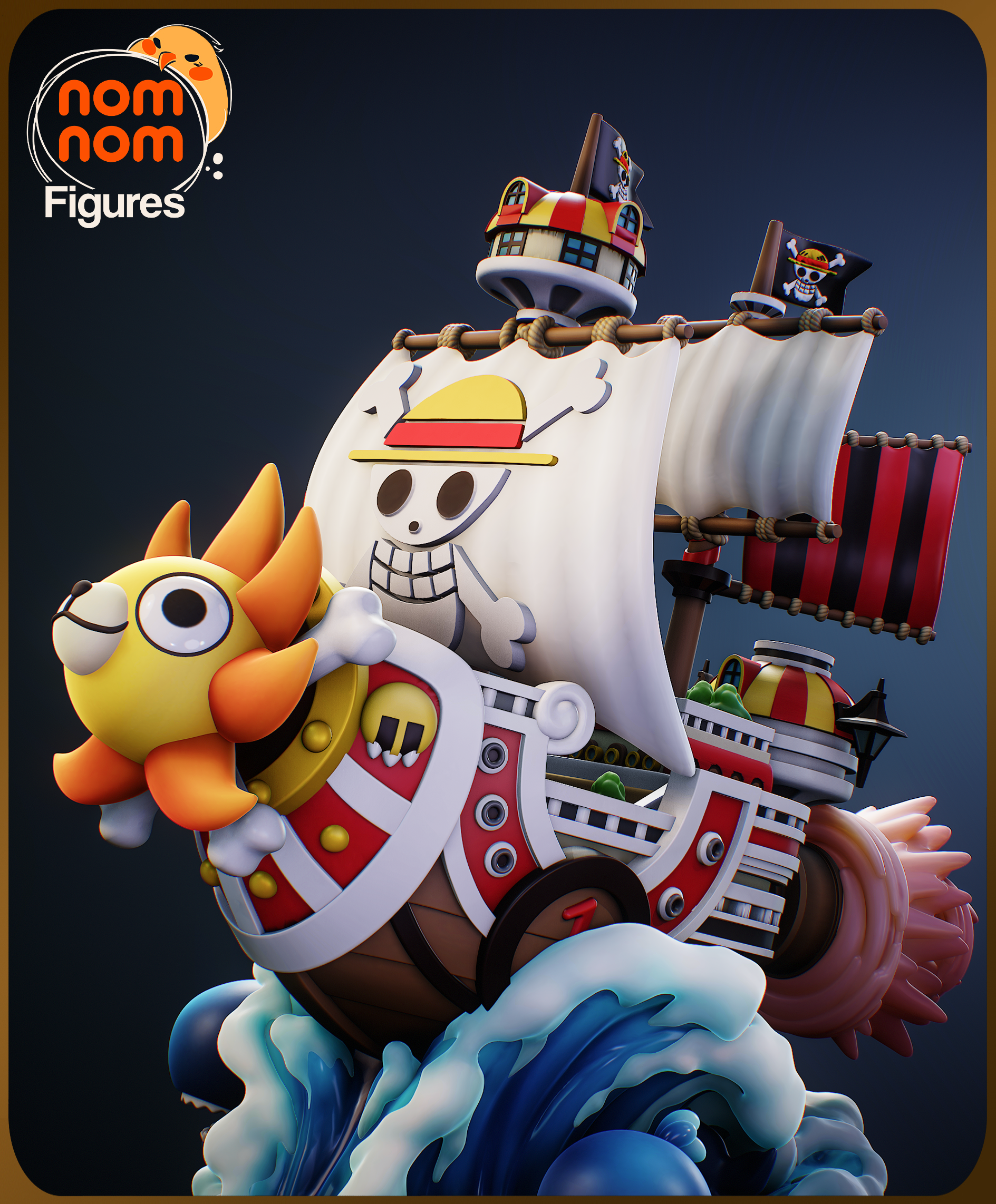 Thousand Sunny Chibi Ship Statue | 3D Printed Collectible (Raw, Primed, or Painted)