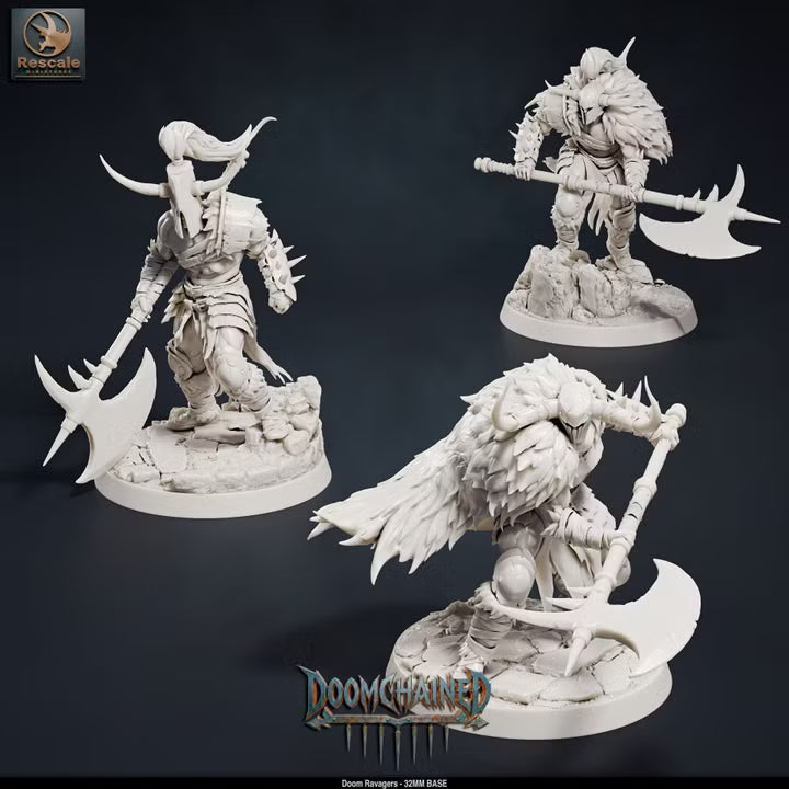Pack Doom Ravagers - Complete 15-Model Warband Set & Individual Squads - 32mm Base-Rescale Miniatures -Grimdark Tabletop RPG Miniatures & Wargaming Collectibles