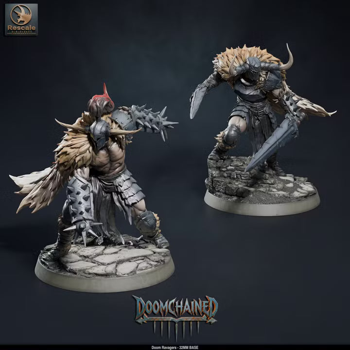 Pack Doom Ravagers - Complete 15-Model Warband Set & Individual Squads - 32mm Base-Rescale Miniatures -Grimdark Tabletop RPG Miniatures & Wargaming Collectibles