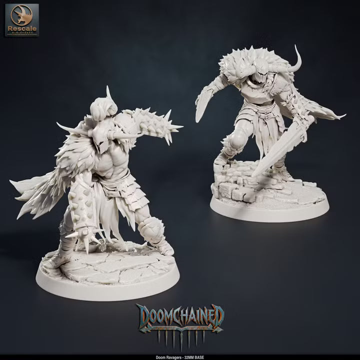Pack Doom Ravagers - Complete 15-Model Warband Set & Individual Squads - 32mm Base-Rescale Miniatures -Grimdark Tabletop RPG Miniatures & Wargaming Collectibles