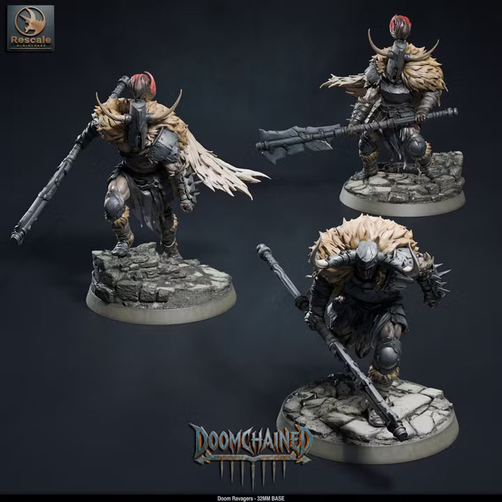 Pack Doom Ravagers - Complete 15-Model Warband Set & Individual Squads - 32mm Base-Rescale Miniatures -Grimdark Tabletop RPG Miniatures & Wargaming Collectibles