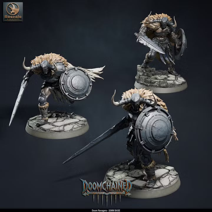 Pack Doom Ravagers - Complete 15-Model Warband Set & Individual Squads - 32mm Base-Rescale Miniatures -Grimdark Tabletop RPG Miniatures & Wargaming Collectibles