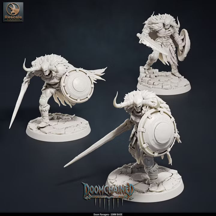 Pack Doom Ravagers - Complete 15-Model Warband Set & Individual Squads - 32mm Base-Rescale Miniatures -Grimdark Tabletop RPG Miniatures & Wargaming Collectibles