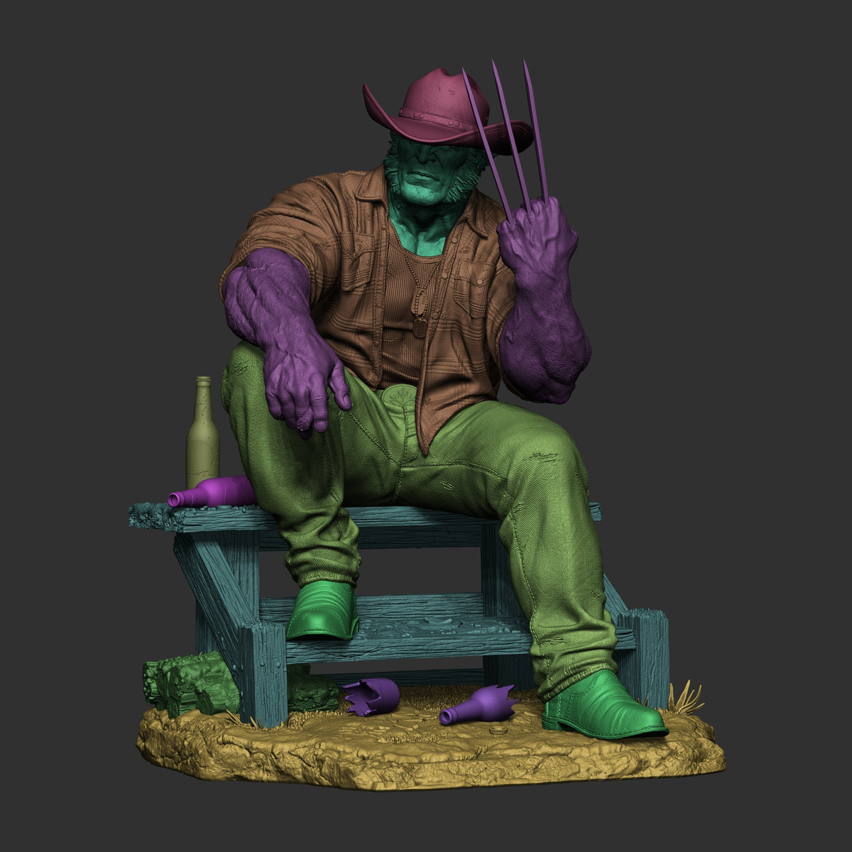 Old Man Logan / Wolverine Collectible Statue with Switchable Heads – Rescale Miniatures