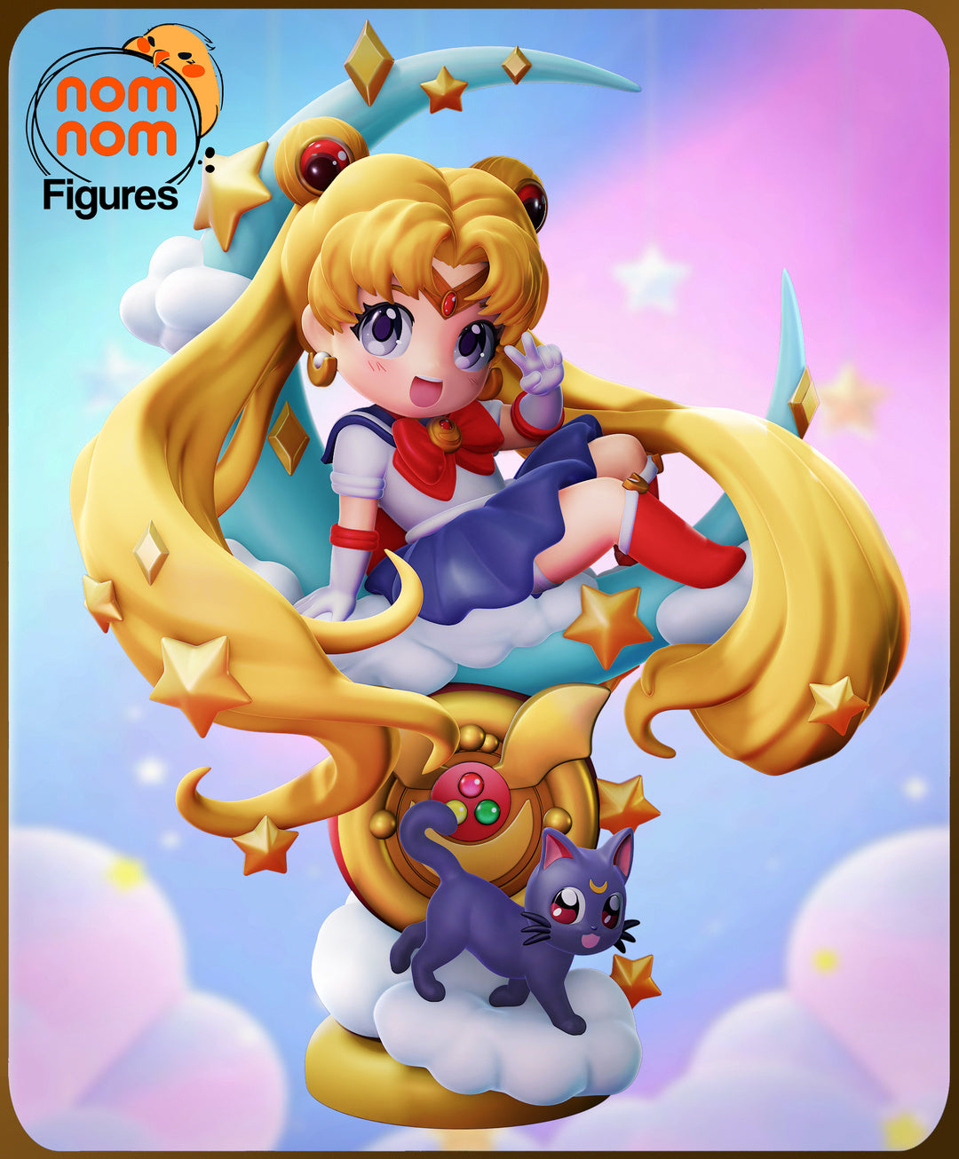 Moon Princess Chibi Sailor Guardian Miniature Diorama – High-Detail Resin Printed Collectible