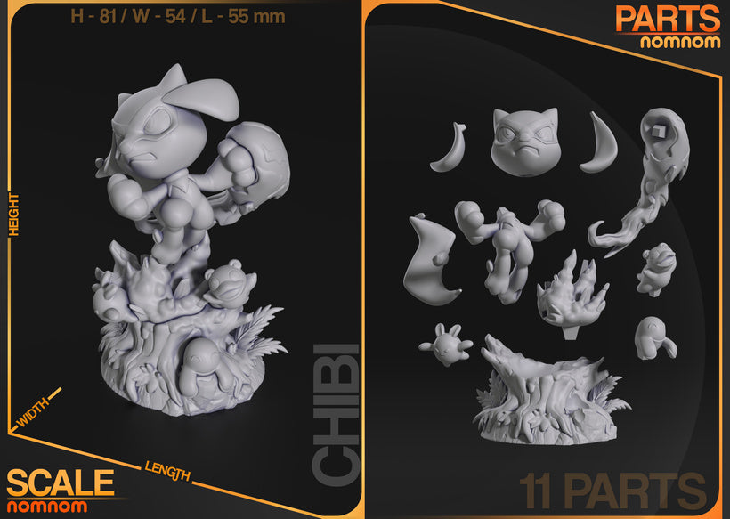 Riolu Action Chibi Statue | 3D Printed Collectible