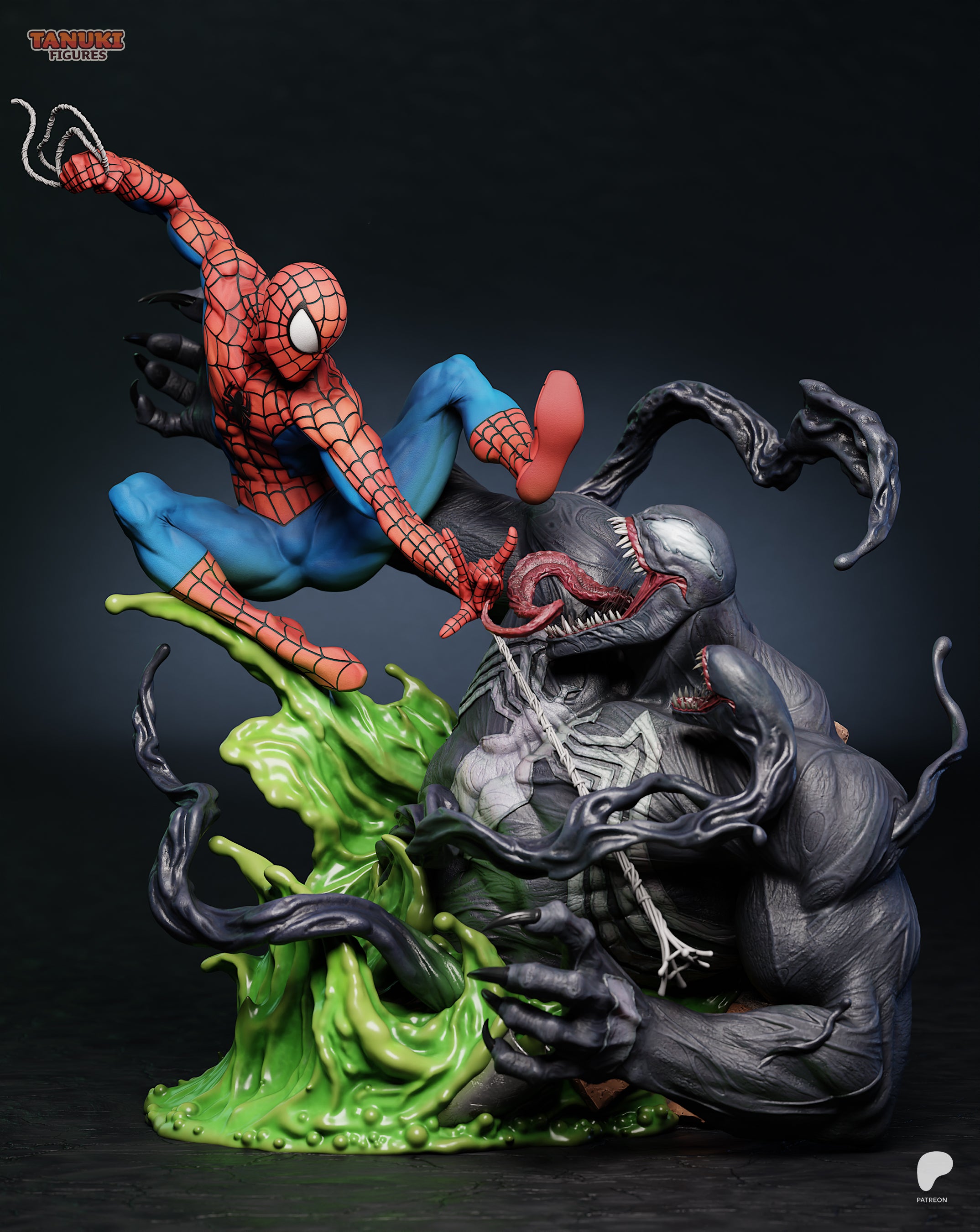 Spider-Man vs. Venom Battle Diorama | 16K Resin Printed Collectible Statue