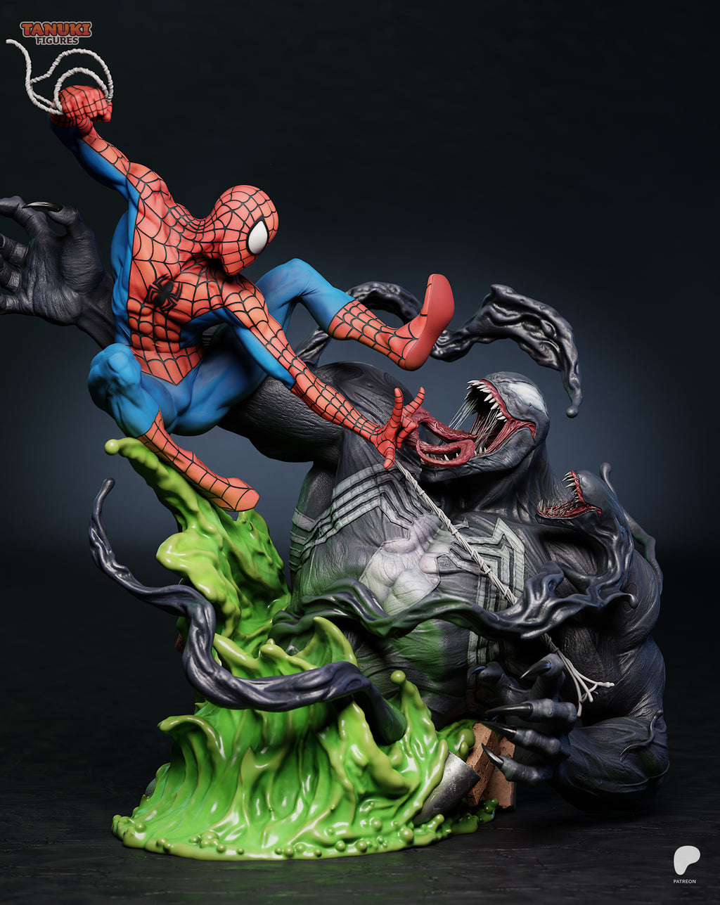 Spider-Man vs. Venom Battle Diorama | 16K Resin Printed Collectible Statue