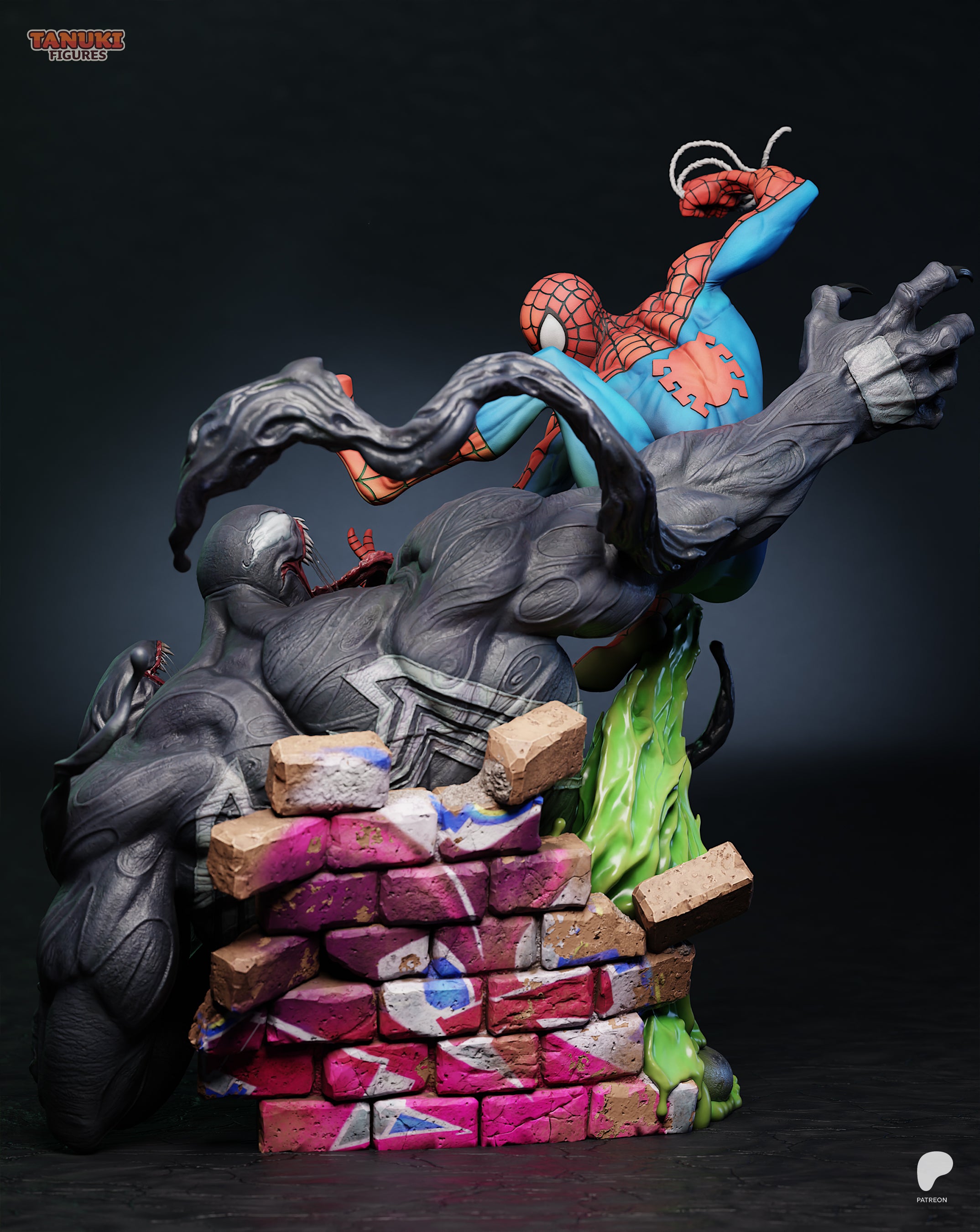Spider-Man vs. Venom Battle Diorama | 16K Resin Printed Collectible Statue