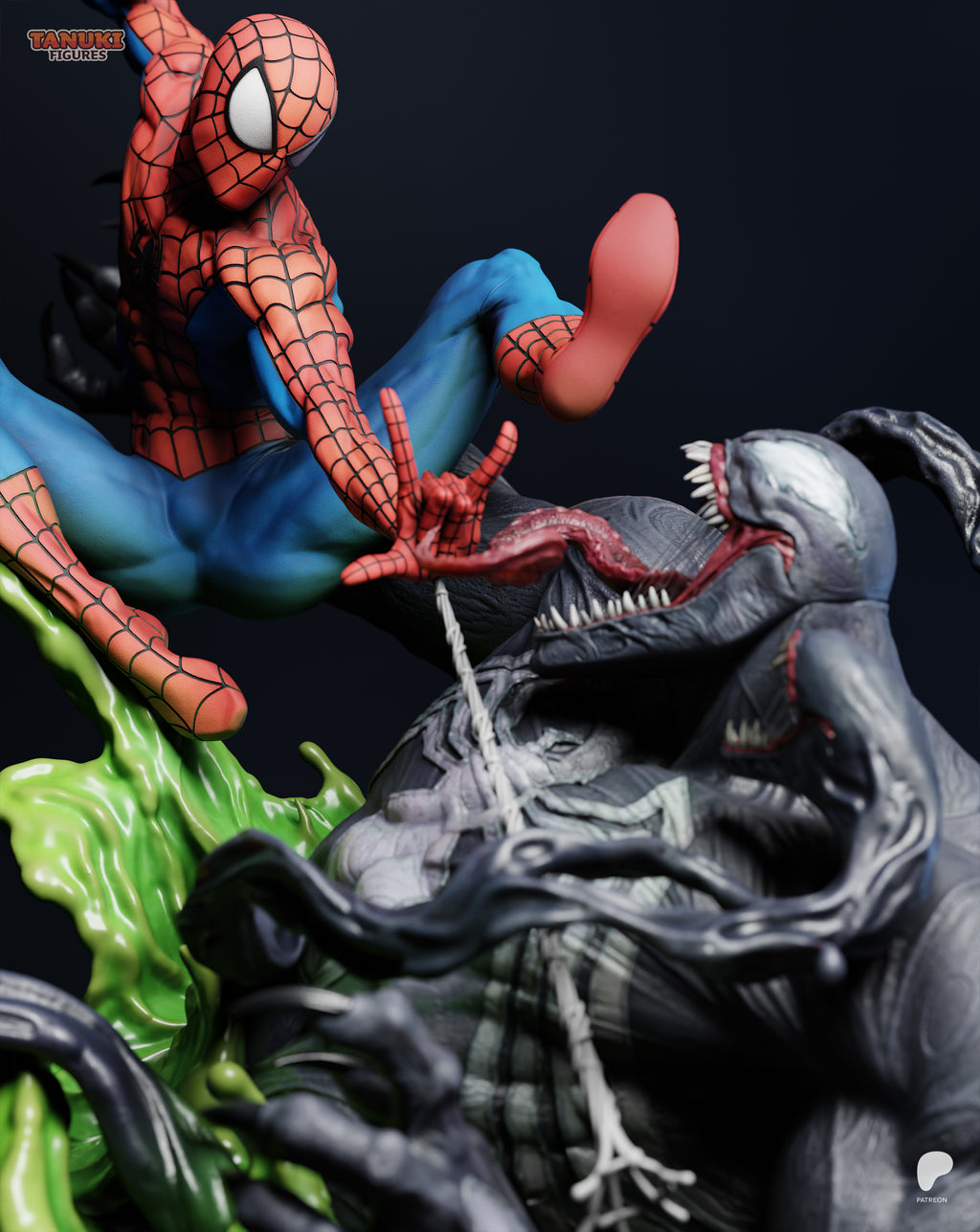 Spider-Man vs. Venom Battle Diorama | 16K Resin Printed Collectible Statue
