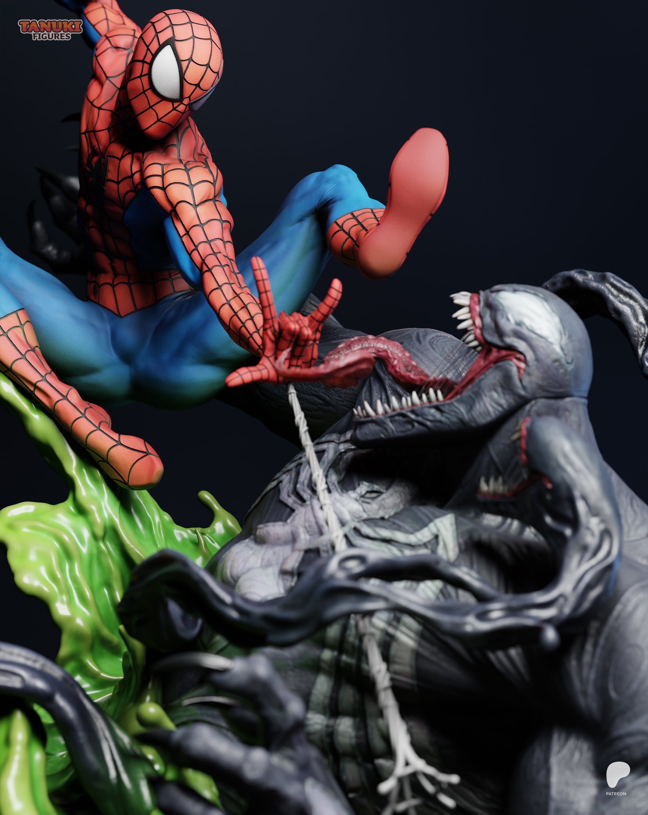 Spider-Man vs. Venom Battle Diorama | 16K Resin Printed Collectible Statue