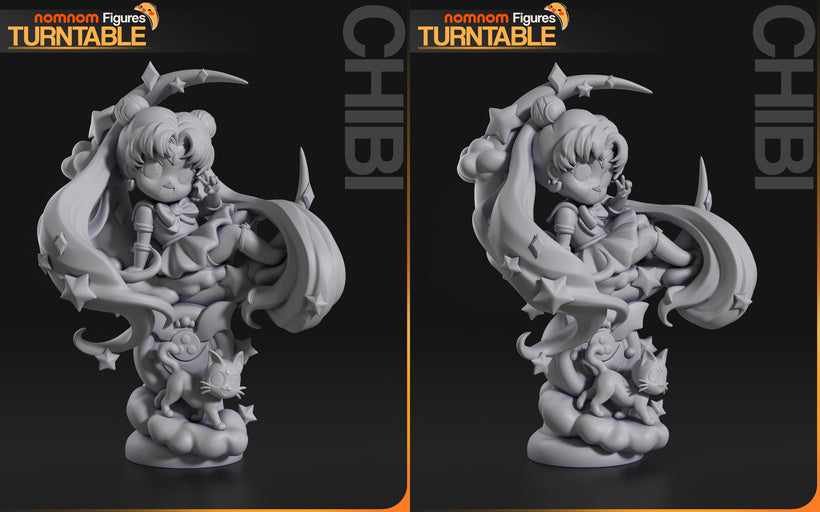 Moon Princess Chibi Sailor Guardian Miniature Diorama – High-Detail Resin Printed Collectible