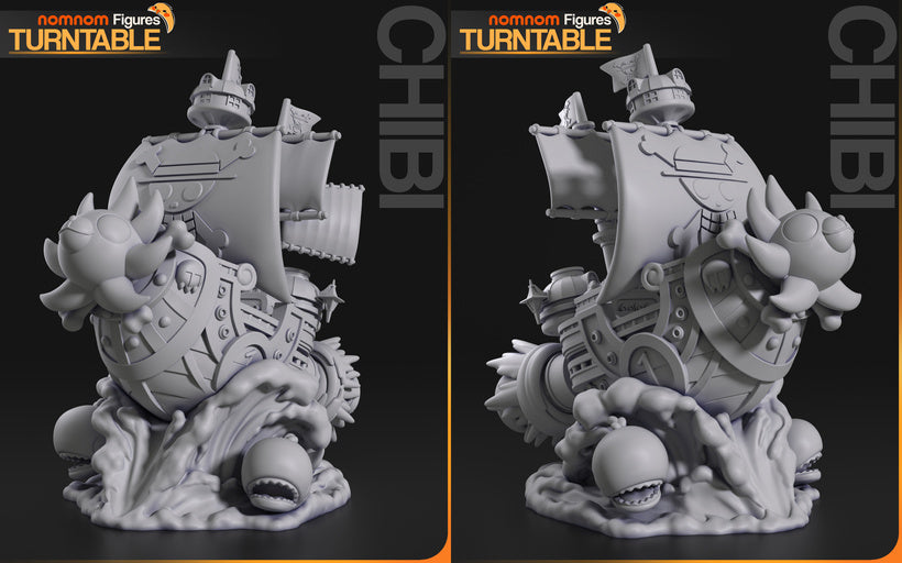 Thousand Sunny Chibi Ship Statue | 3D Printed Collectible (Raw, Primed, or Painted)