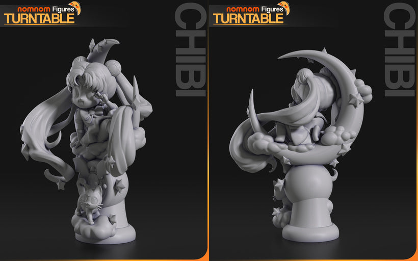 Moon Princess Chibi Sailor Guardian Miniature Diorama – High-Detail Resin Printed Collectible