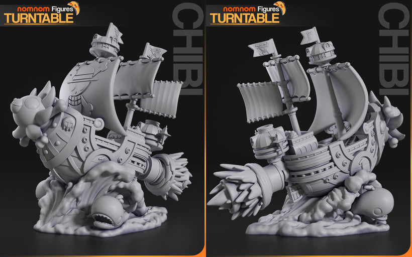 Thousand Sunny Chibi Ship Statue | 3D Printed Collectible (Raw, Primed, or Painted)
