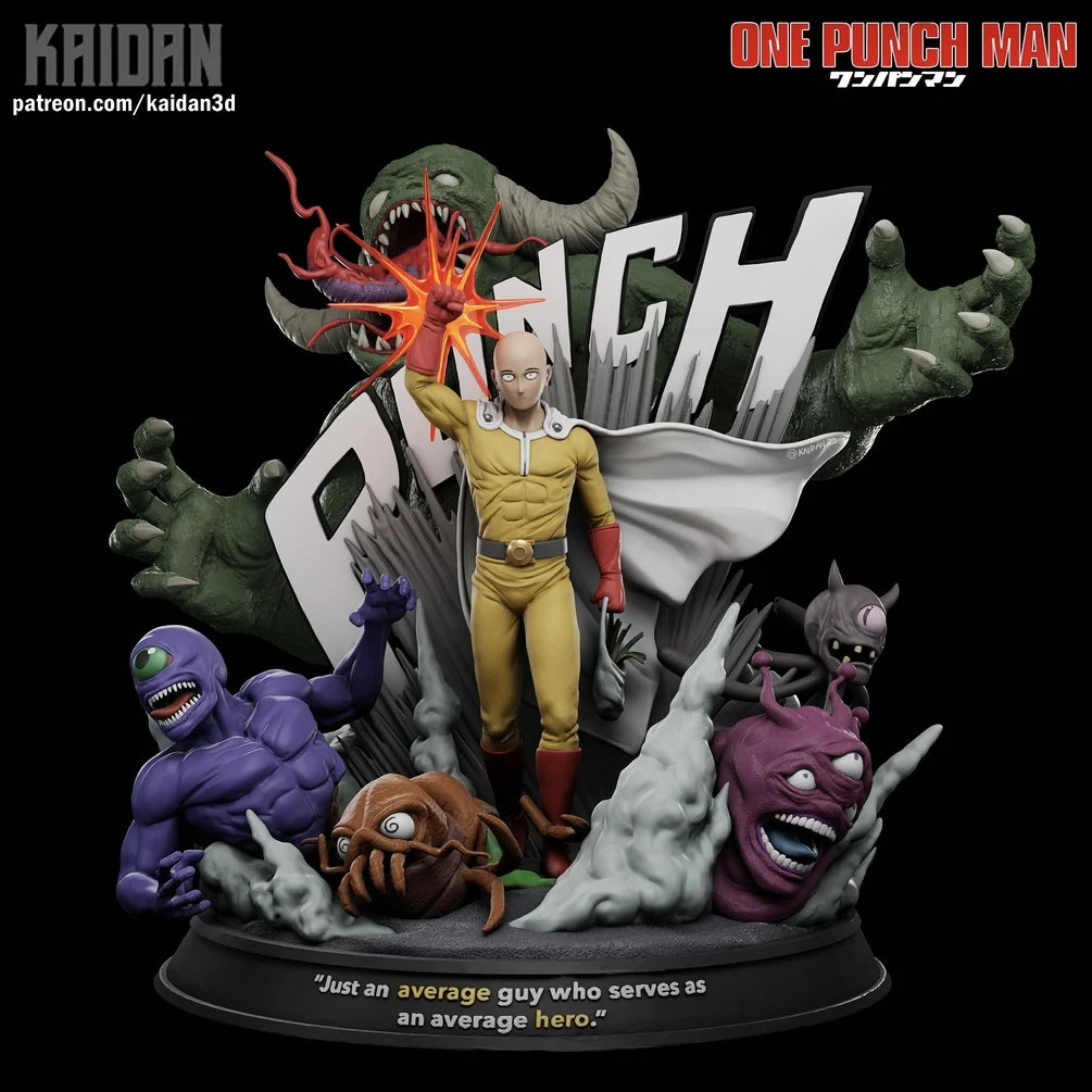 Saitama (One Punch Man) Action Diorama - One-Punch Man | High-Precision 3D Printed Resin Statue