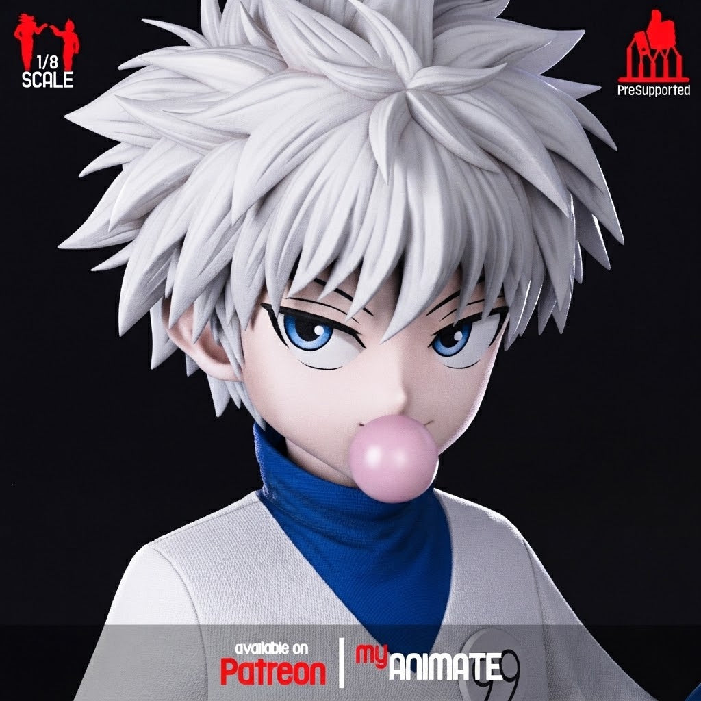 Killua Zoldyck 1/8 Scale Statue | Hunter x Hunter Custom 3D Printed Resin Model (Bubble Gum & Standard Options)