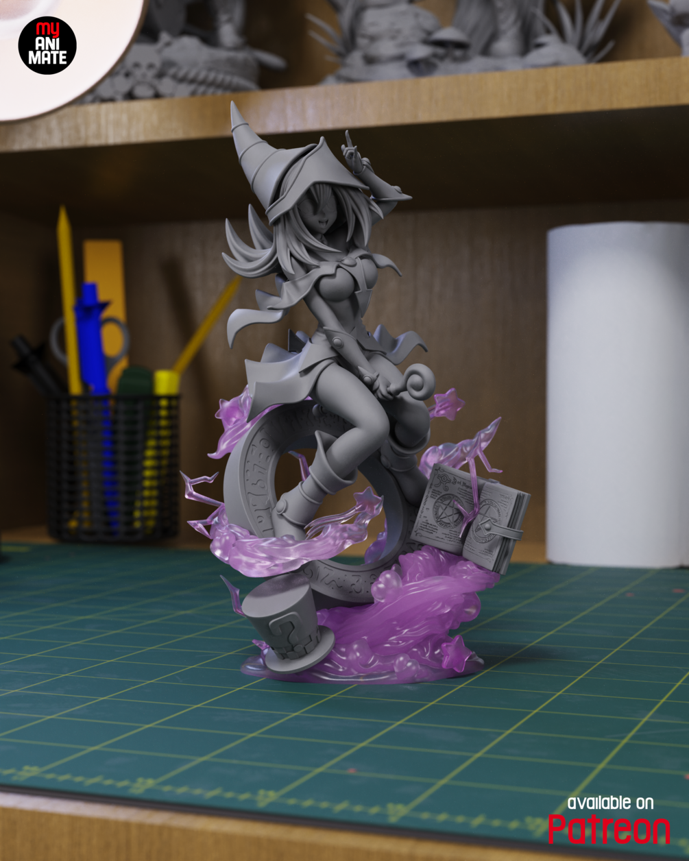 Dark Magician Girl (Yu-Gi-Oh!) Custom Resin Statue – 1/8 Scale Collectible Figure with Magical Spellbook Base