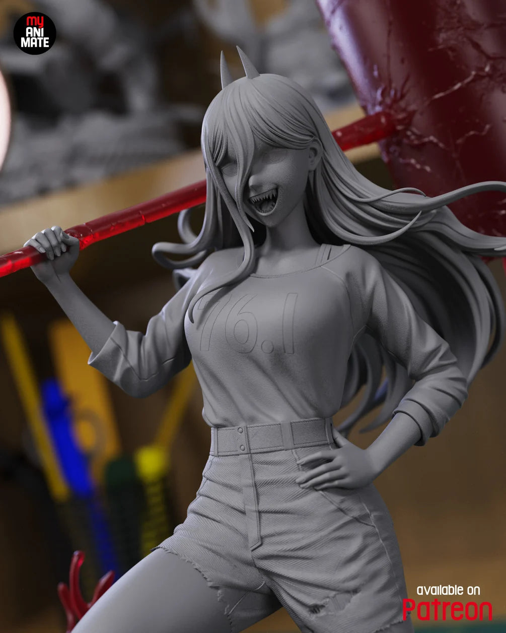 Power (Chainsaw Man) Custom Resin Statue – 1/8 Scale Collectible Figure with Swappable Blood Weapons