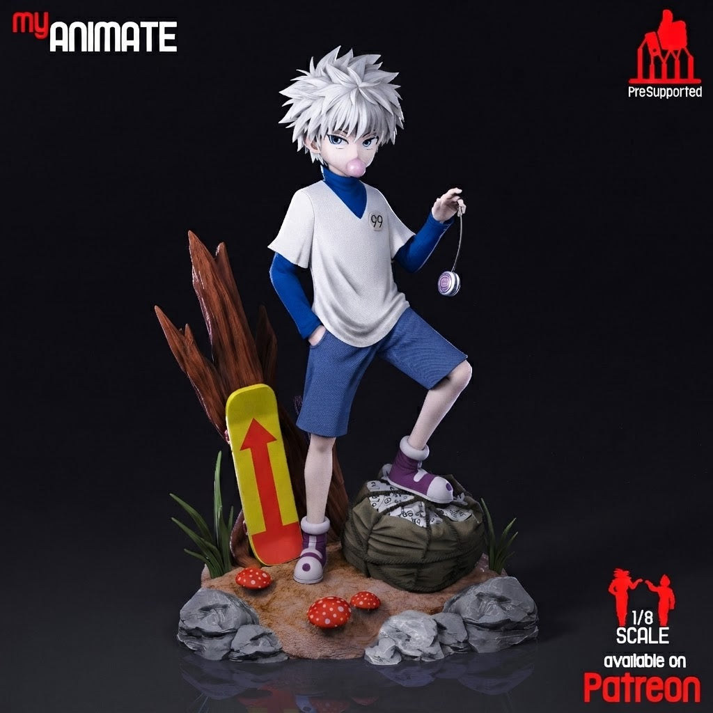 Killua Zoldyck 1/8 Scale Statue | Hunter x Hunter Custom 3D Printed Resin Model (Bubble Gum & Standard Options)