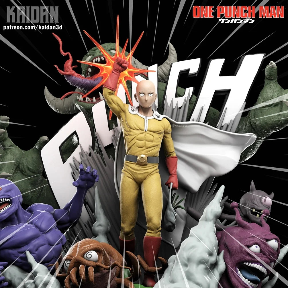 Saitama (One Punch Man) Action Diorama - One-Punch Man | High-Precision 3D Printed Resin Statue