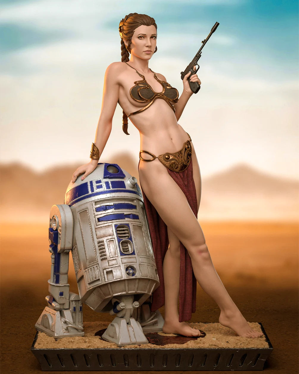 Star Wars - Princess Leia (Hutt Slayer) & Astromech Statue | 1/6 & 1/9 Scales | Raw, Primed & Painted Options