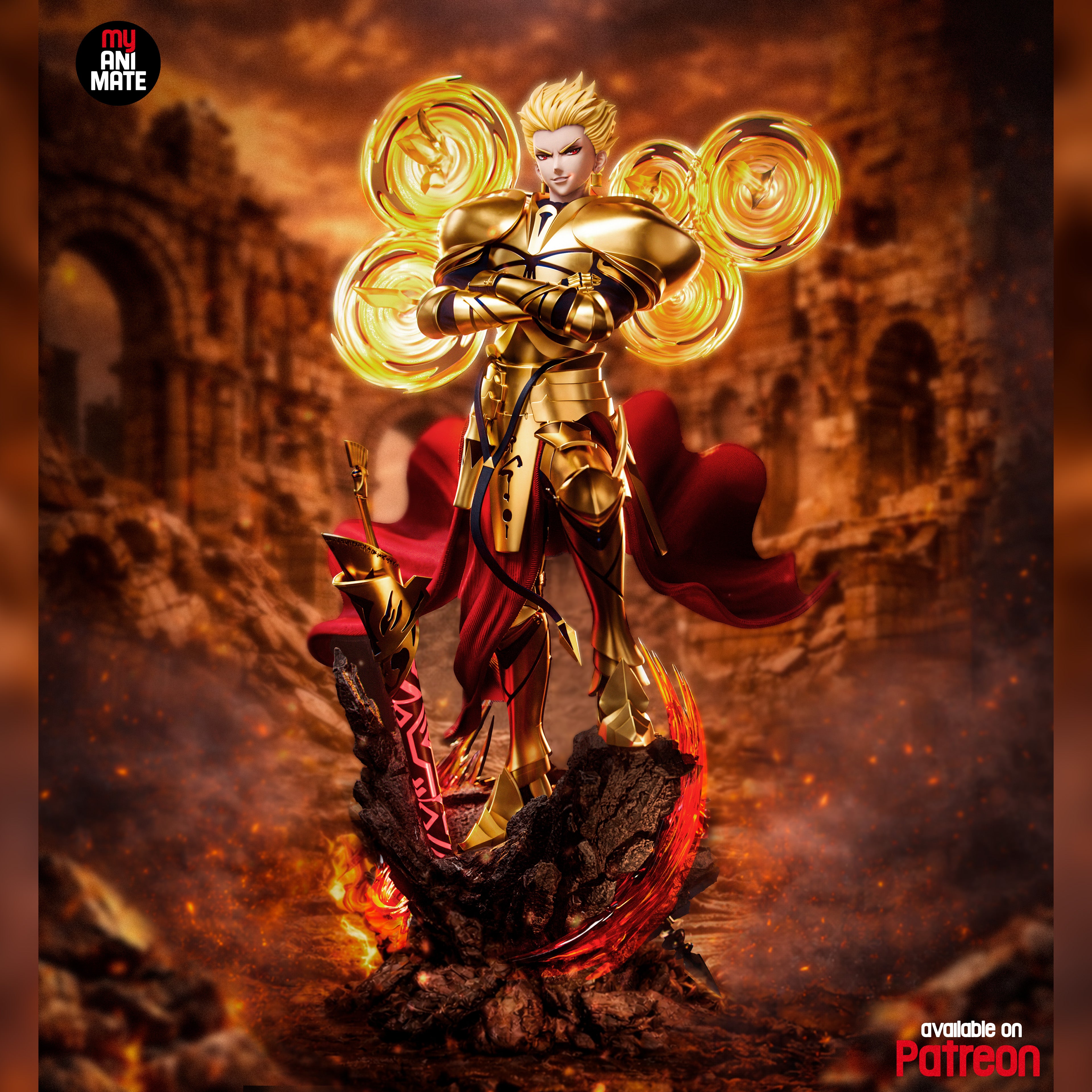 Gilgamesh 1/8 Scale Statue (Armored & Unarmored Variants) | Fate Series Custom 3D Printed Resin Model Collectible