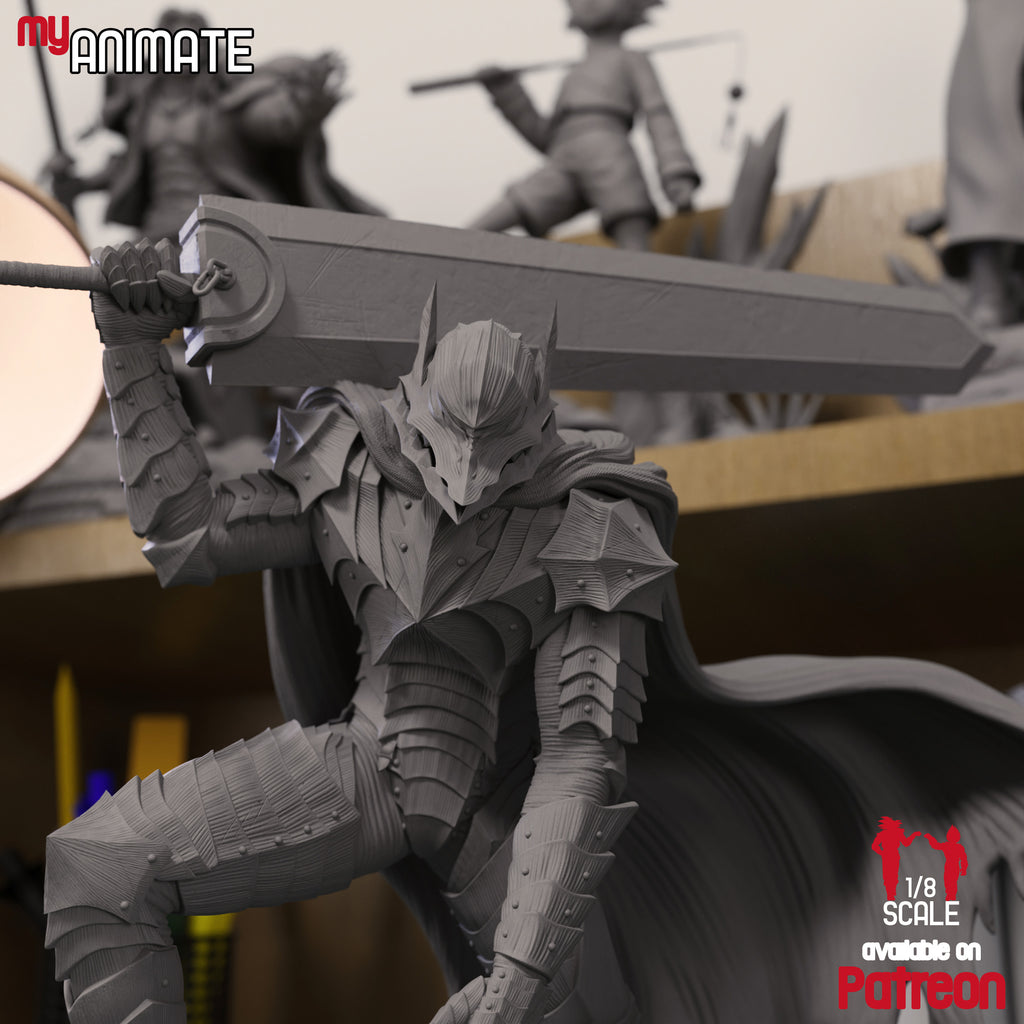 Berserker Guts 1/8 Scale Statue | Custom 3D Printed Resin Model (Helmeted & Unhelmeted Options)