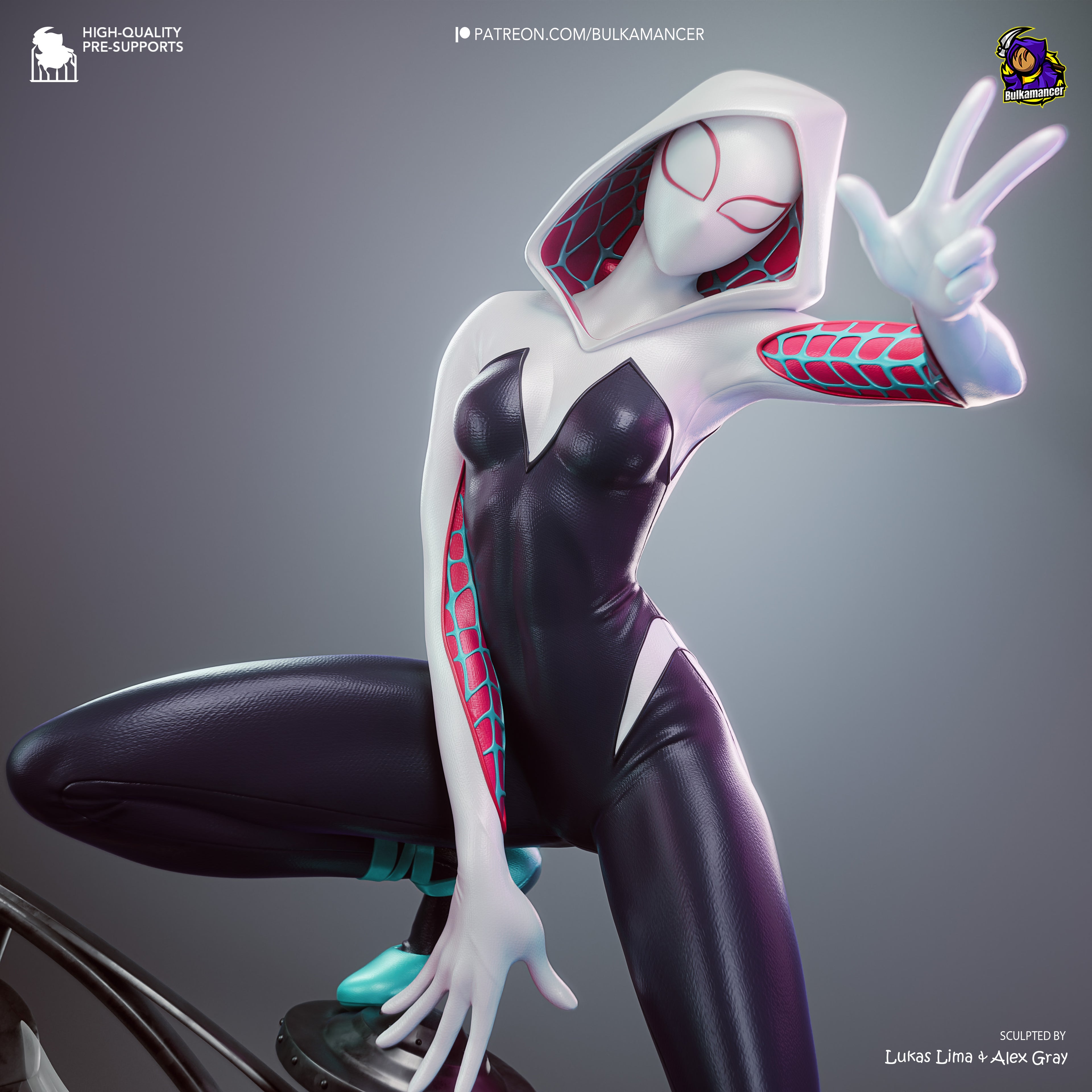 Spider-Gwen Premium Resin Display Miniature | Interchangeable Head Sculpt