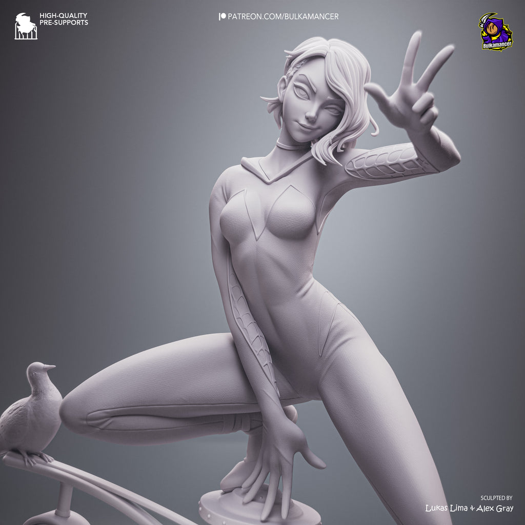 Spider-Gwen Premium Resin Display Miniature | Interchangeable Head Sculpt