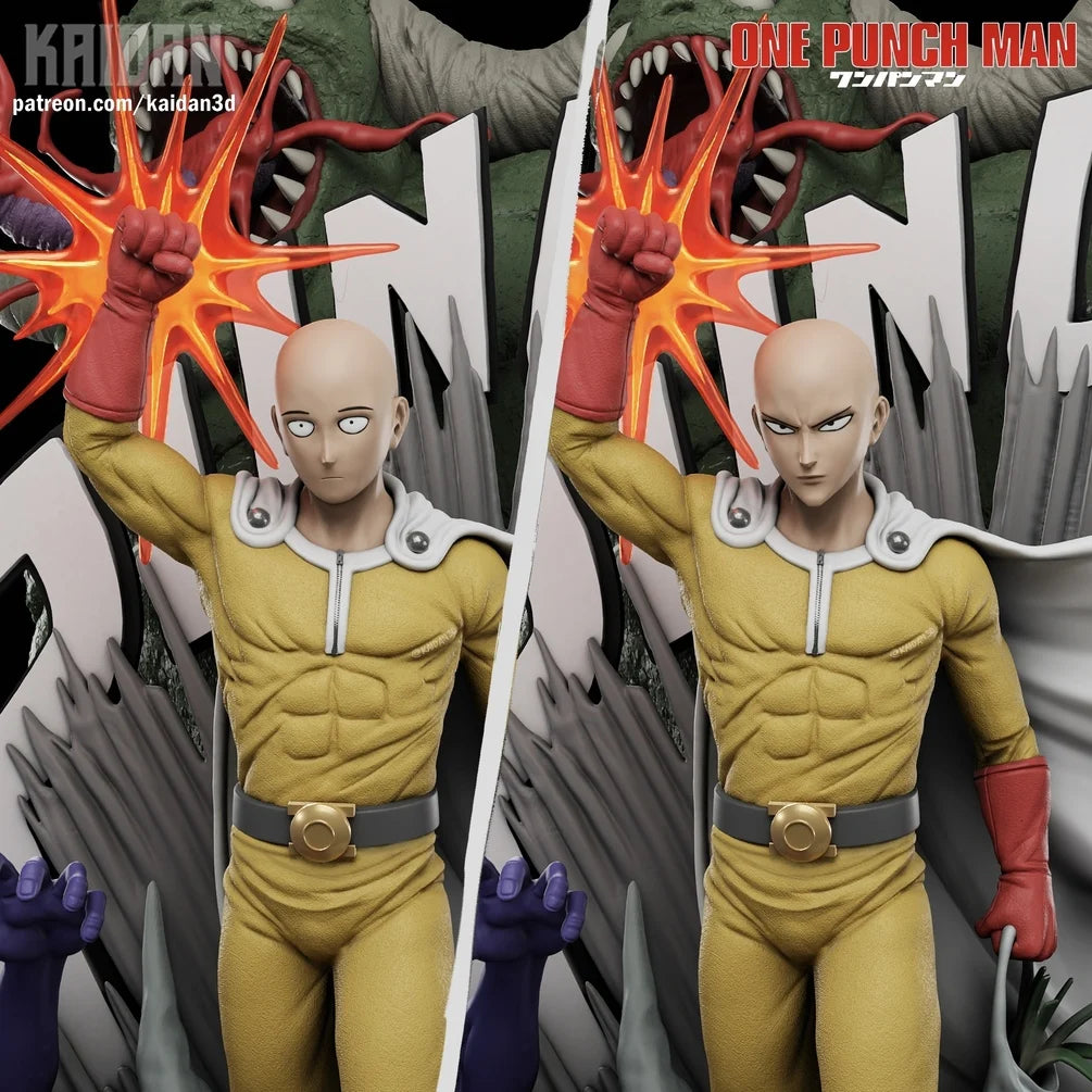 Saitama (One Punch Man) Action Diorama - One-Punch Man | High-Precision 3D Printed Resin Statue